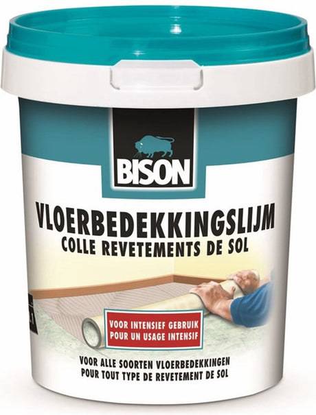 Bison Bodenbelagskleber Eimer 4 kg, Fertigkleber, dauerhafte Verklebung, Bodenbelag, Teppichfliesen, für Fußbodenheizung geeignet, einfache Verarbeitung