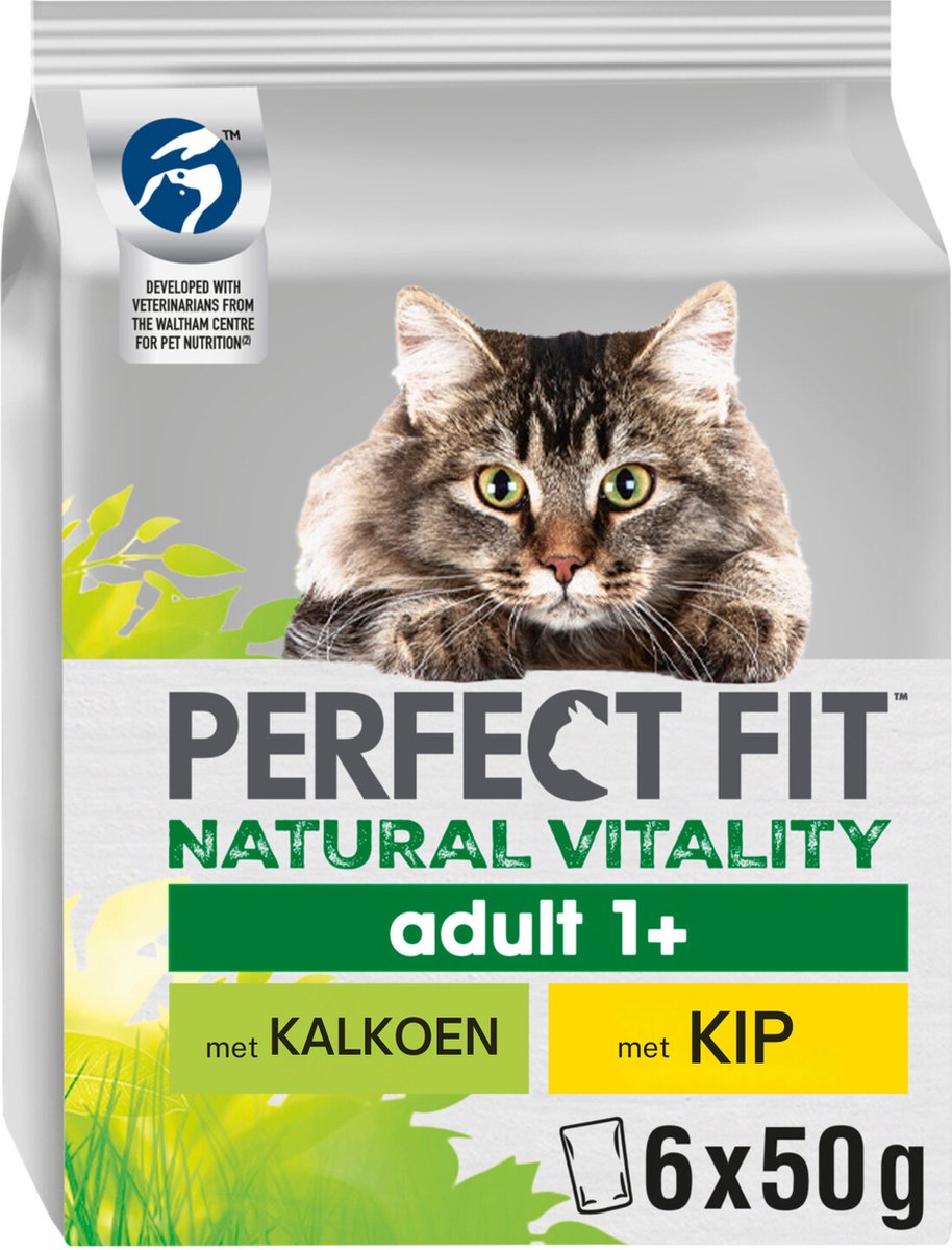 Perfect Fit Katzenfutter 1+ – Truthahn-Hühnermehlbeutel – 36 x 50 g