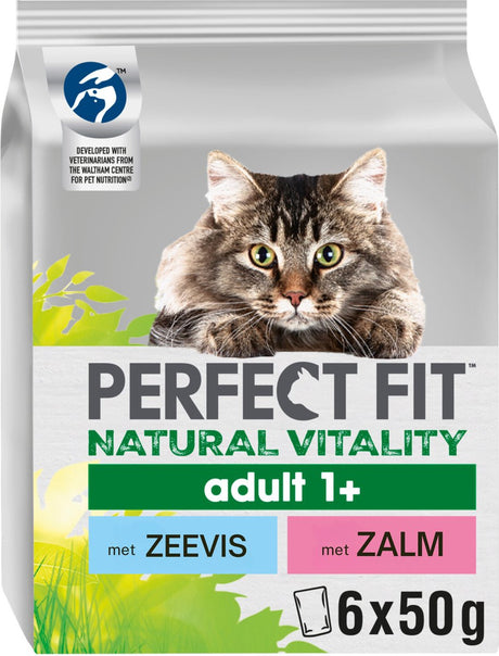 Perfect Fit Katzenfutter 1+ – Lachs-Seefischmehlbeutel – 36 x 50 g