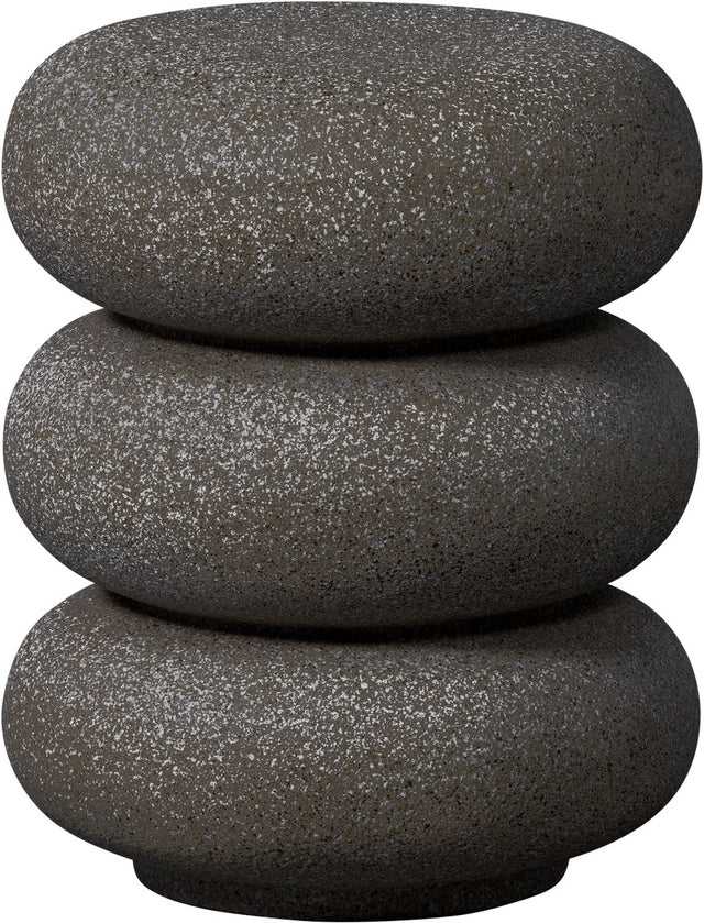 Woood-Lorbeer-Beistelltisch mit Sprenkeln – Magnesium – Schwarz – 50 x 40 x 40