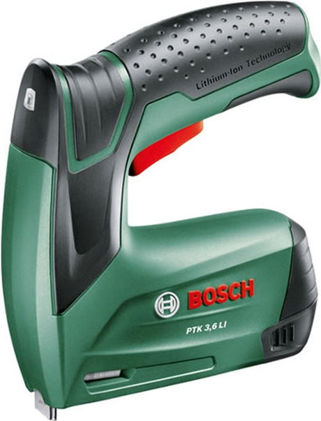 Bosch Green PtK 3,6 V 1,5 Ah Li-Akku-Heftgerät | 30 min-1 | 4 - 10 mm | inkl. Heftklammern und Ladegerät | in Metallbox - 0603968200