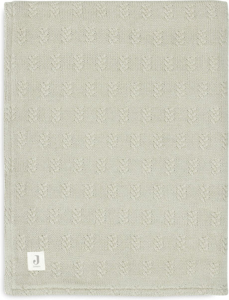 Jollein – Kinderbettdecke 100 x 150 cm – Babydecke – grobgestrickt – olivgrüner Samt
