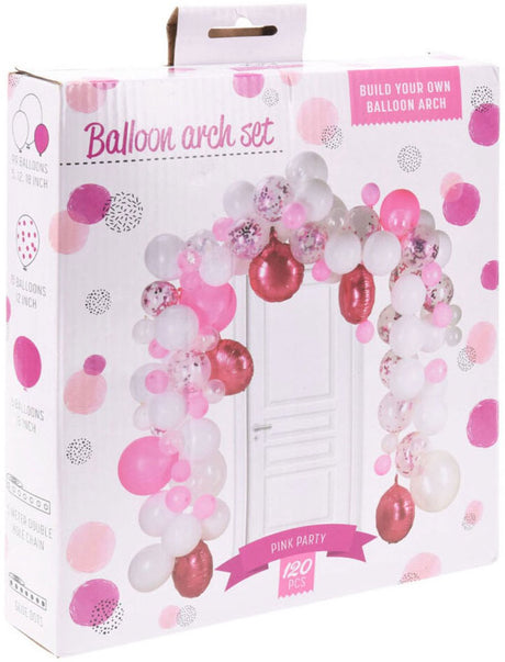 Bauen Sie Ihr eigenes Ballonbogen-Set rosa, 120-tlg.