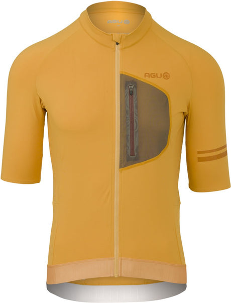 Agu gravel fietsshirt heren korte mouwen - ginger - stretch in vier richtingen - vier achterzakken - borstzakje met rits
