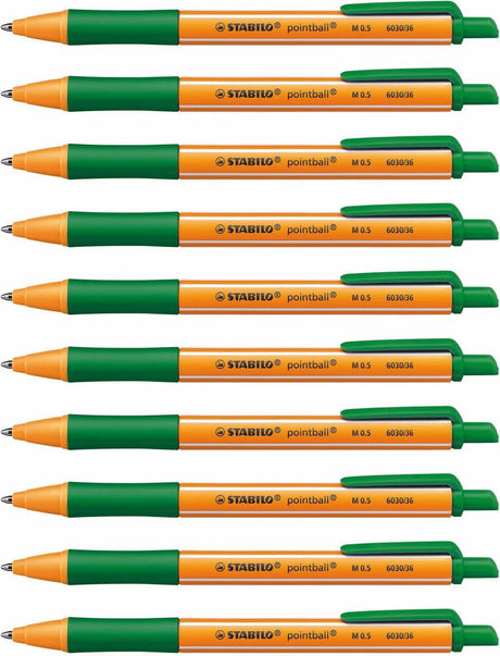 Stabilo pointball - balpen - navulbaar - groen - doos met 10 stuks