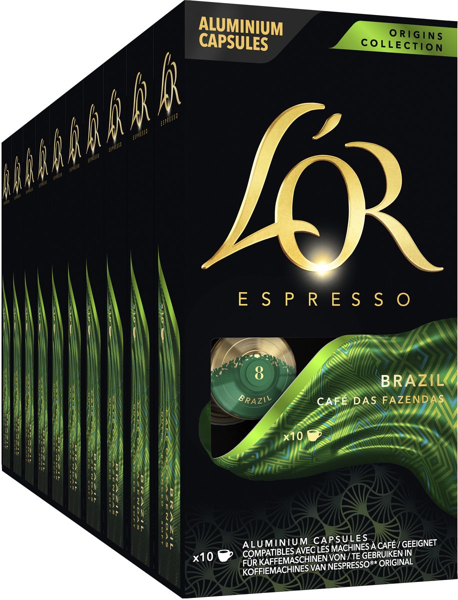 L'or Origins Brasilien Kaffeetassen – 10 x 10 Kapseln
