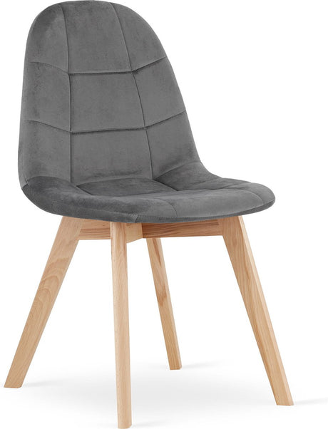 Leobert bora eetkamerstoel – donkergrijs velvet – beukenhouten poten – comfortabele en ergonomische zitting – scandinavisch design – geschikt voor woonkamer, keuken, eetkamer en slaapkamer – max. 120 kg
