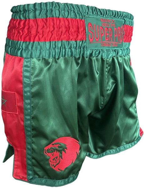 Super pro combat gear thai short nations maroc groen - rood m