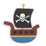 Darice • Piratenboot aus bemaltem Holz, 9,5 x 8,9 x 0,5 cm