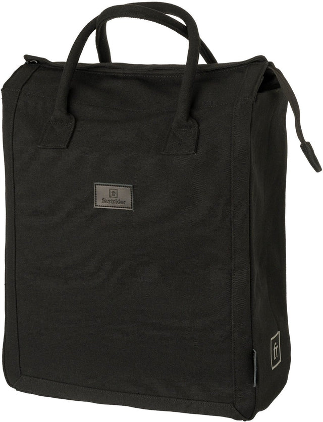 Fastrider classic - enkele fietstas - boodschappentas - 20l - waterafstotend waxed canvas - click en go systeem - reflecterend - zwart