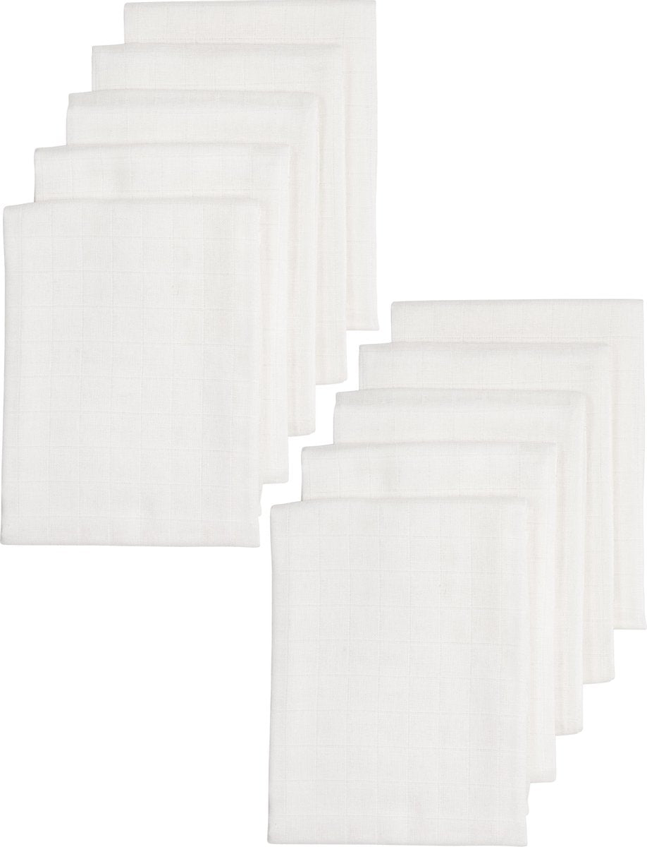 Meyco Baby Uni hydrophile Tücher – 10er-Pack – Bio – Weiß – 80 x 80 cm