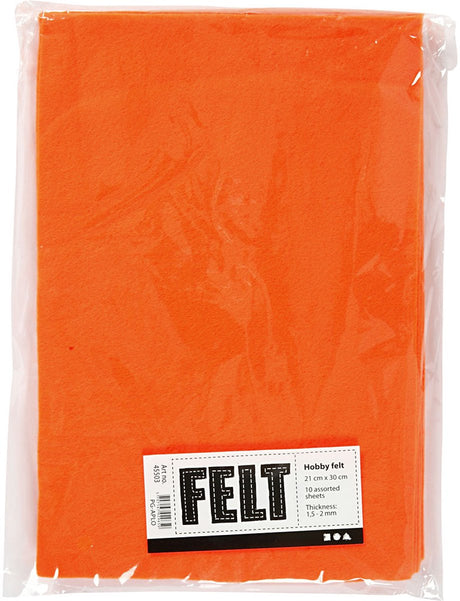 Creativ Company Hobby Filz Orange A4, 10 Blatt