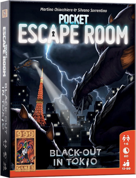 999games 999 Games Pocket Escape Room: Blackout in Tokyo Brettspiel (Niederländisch, 1 – 6 Spieler, 60 Minuten, ab 12 Jahren)