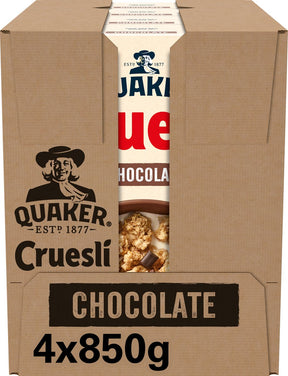 Quaker Cruesli Schokolade – Frühstücksflocken – 4 x 850 Gramm