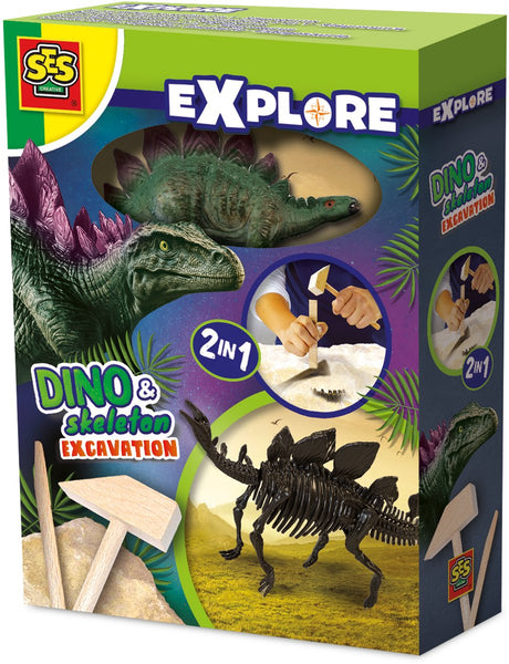 SES erforschen Dino und Skelett 2in1-Stegosaurus ausgegraben