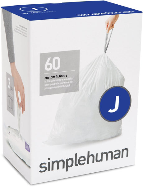 Simplehuman Code J Abfallbeutel – 40 Liter – 60 Stück – mit Kordelzug – weiß