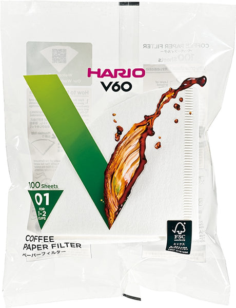 Hario v60 Kaffeefilter – Größe 01 – weiß – 100 Stück