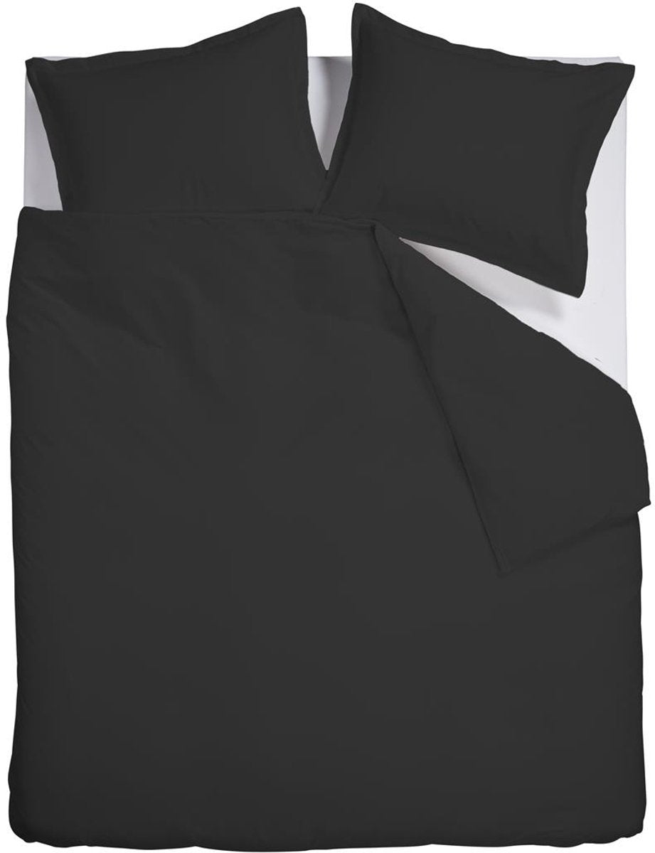 Ambiante satin uni dekbedovertrek - tweepersoons - 200x200 220 cm - zwart