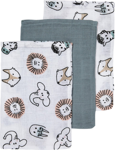 Meyco Waschlappen für Babytiere – 3er-Pack – hydrophil – mehrfarbig – 20 x 17 cm