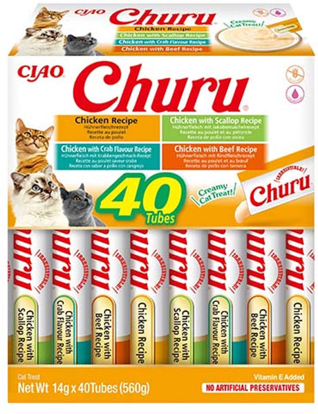 Inaba Ciao Churu cremiger Püree Katzensnack flüssige Hühnersorten 40x14g