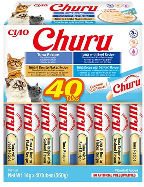 Inaba Ciao Churu cremiger Püree Katzensnack flüssige Thunfischsorten 40x14g