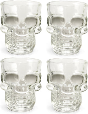Schnapsglas von Kikkerland – 4er-Set – 45 ml – spülmaschinenfest – im Totenkopf-Design