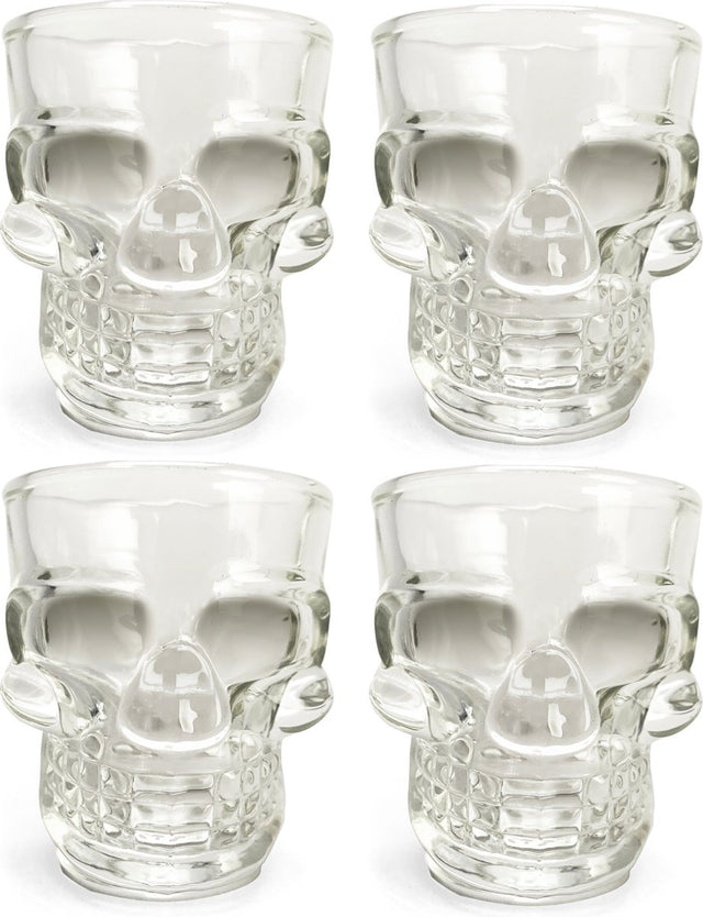 Schnapsglas von Kikkerland – 4er-Set – 45 ml – spülmaschinenfest – im Totenkopf-Design