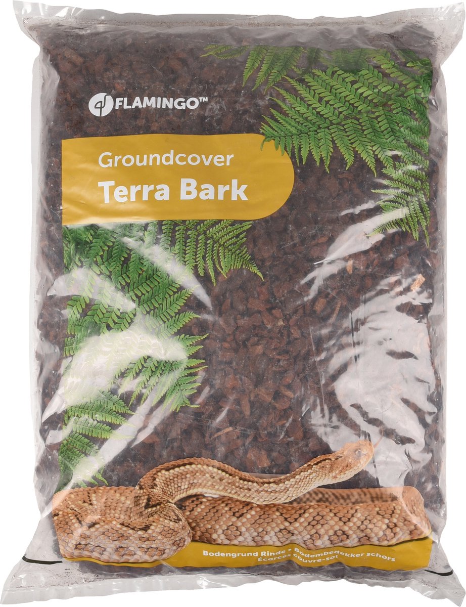 Flamingo-Terrarium – gemahlene Rinde Terra Bark Brown 22l – natürliche Rinde für Reptilien ohne Farbstoffe