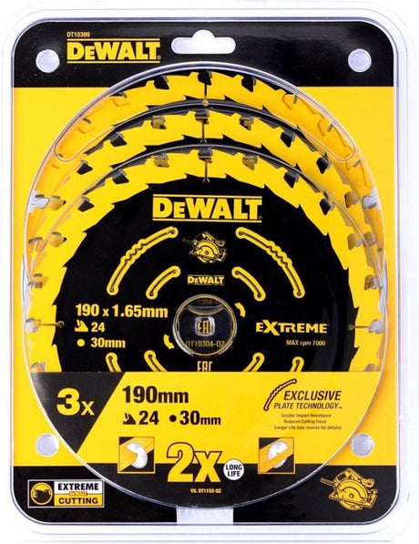 Dewalt Zubehör dt10399-qz Kreissägeblätter | 190mm | 24 t | extreme Rahmung | 3 Stück - dt10399-qz