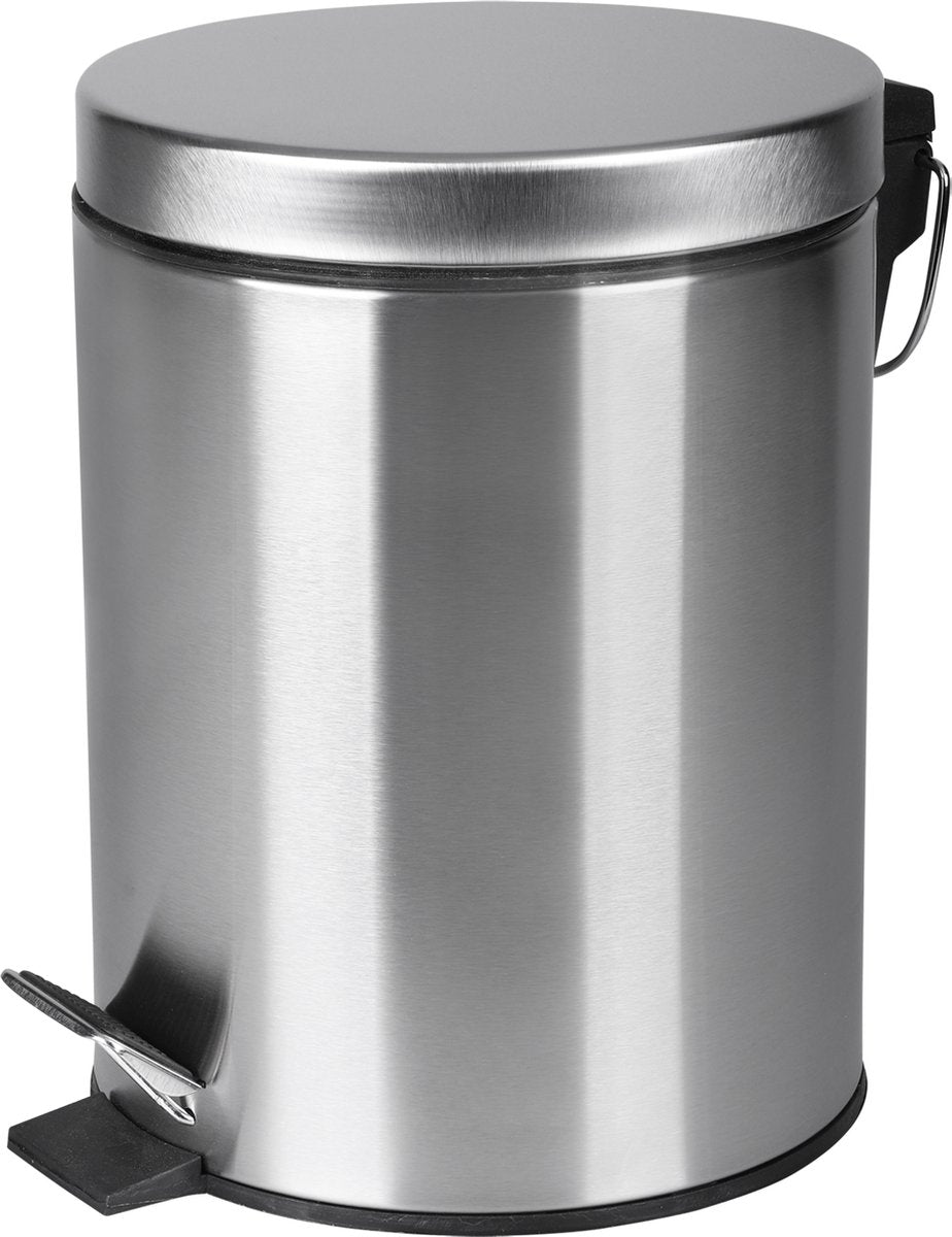 Differnz pedaalemmer mat chroom â€“ prullenbak badkamer â€“ afvalbakje â€“ 5 liter