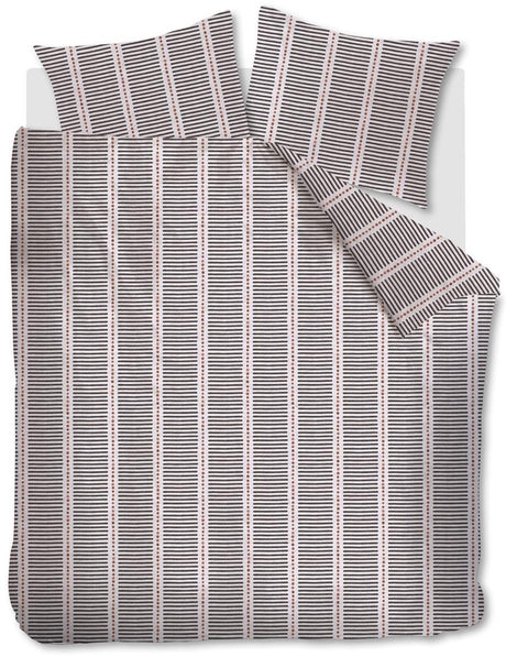 Vtwonen stip and stripe dekbedovertrek - lits-jumeaux - 240x200 220 cm - blush