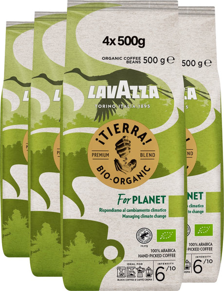 Lavazza Tierra for Planet Kaffeebohnen – 100 % Bio-Arabica-Kaffeebohnen – Intensität 6 10 – 4 x 500 Gramm – nl-bio-01