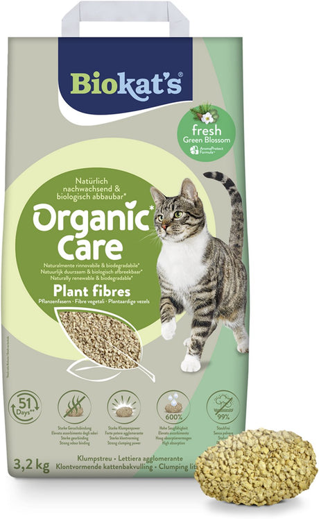 Biokat's Bio-Pflege-Pflanzenfasern frisch - 3,2 kg - Katzenstreu - klumpend - mit Duft