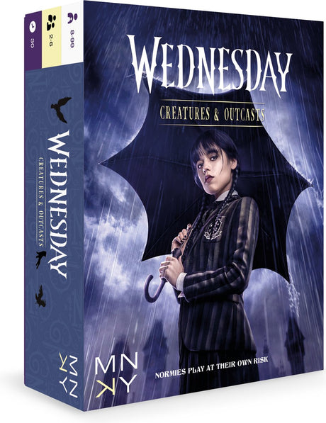 Mnky-Unterhaltungsspiel „Creatures and Outcasts Wednesday“-Kartenspiel für Kinder und Erwachsene.