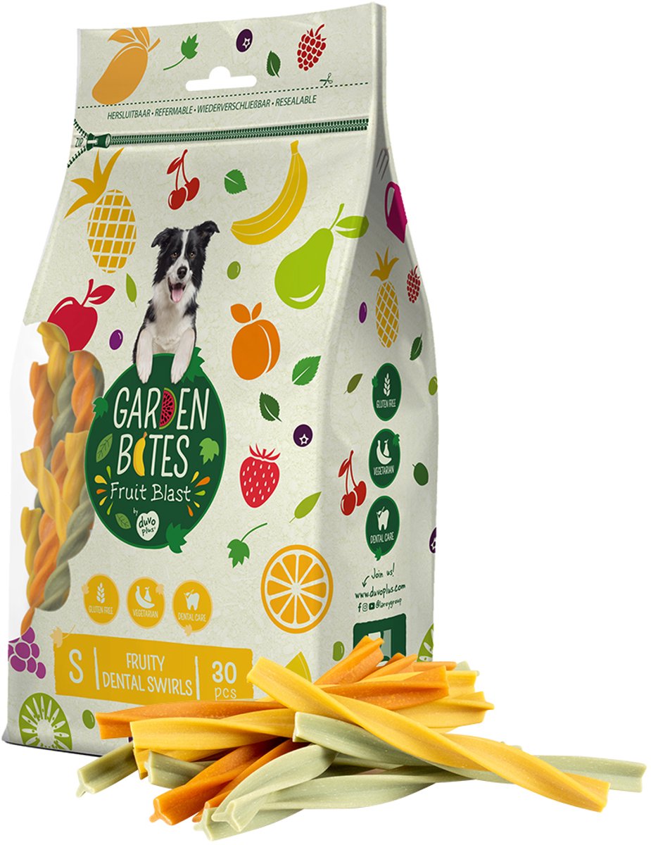 Garden Bites duvoplus – fruchtige Dental Swirls Hundesnacks – Hundeleckerlis – vegetarisch, glutenfrei – klein 30 Stück