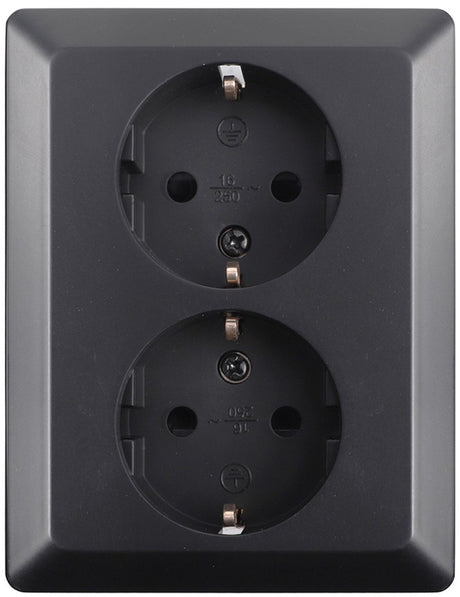 Ion industries - contactdoos inbouw opbouw - 2-voudig - ra - mat zwart