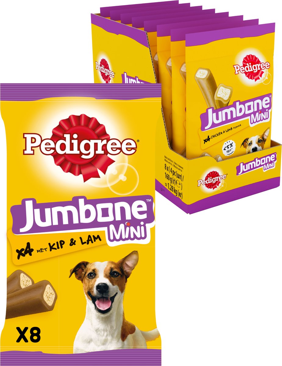 Pedigree Hundesnacks – Jumbo Mini – Hähnchen-Lamm – 8x4 Stück