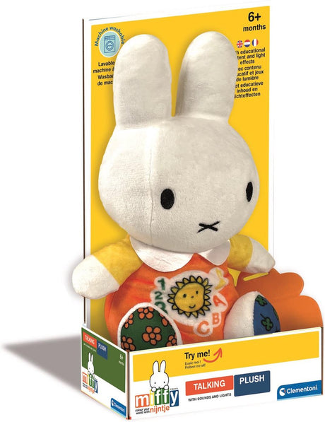 Clementoni Baby Miffy – sprechendes Kuscheltier mit Lichtern – Babyspielzeug mit Sound – interaktives Kuscheltier – ab 6 Monaten