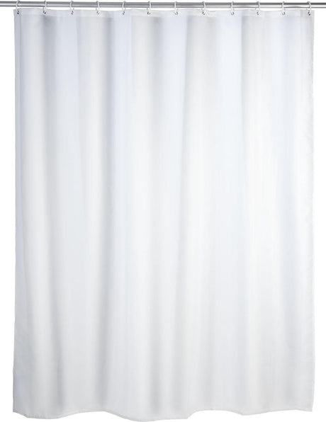 Wenko Anti-Pilz-Duschvorhang weiß 180x200cm Polyester – inklusive Aufhängeringen – wasserdicht – waschbar – schnell trocknend