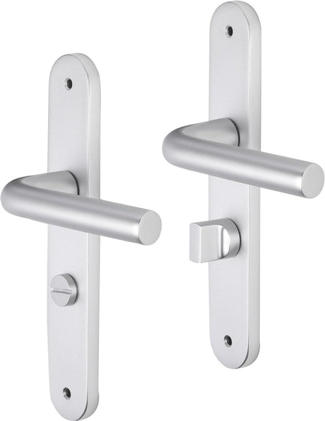 Impresso Türgriff – Bolton – für den Innenbereich – ovales Türschild mit Schrauben und WC-Schloss – Aluminium – 2 Stück
