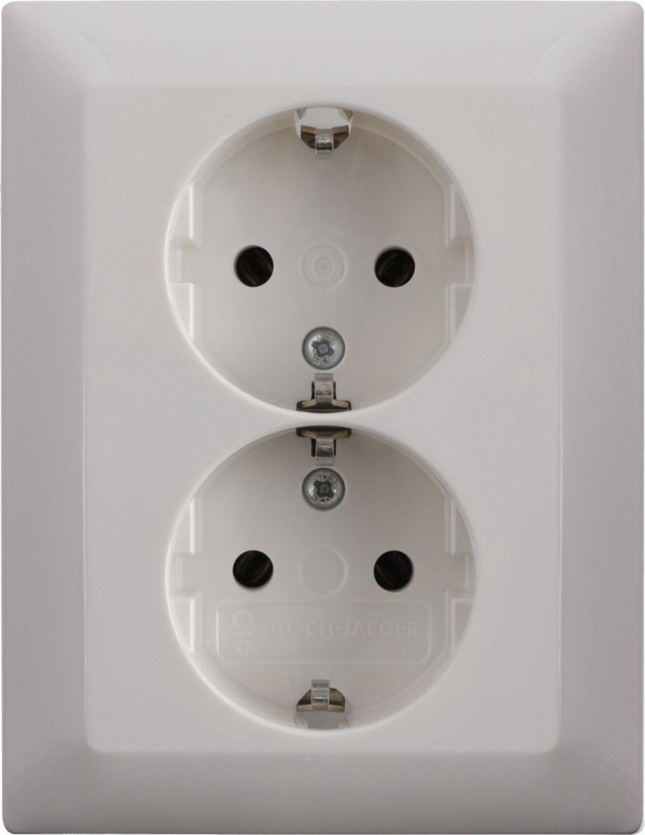 Busch jaeger busch-jaeger balance contactdoos inbouw - 2-voudig - randaarde - polarwit