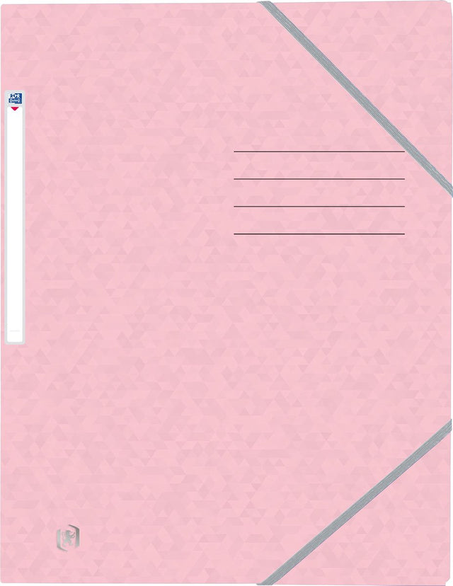 Oxford top file + - elastomap - 3 kleppen - elastiek - a4 - pastel roze - pak 10 stuks