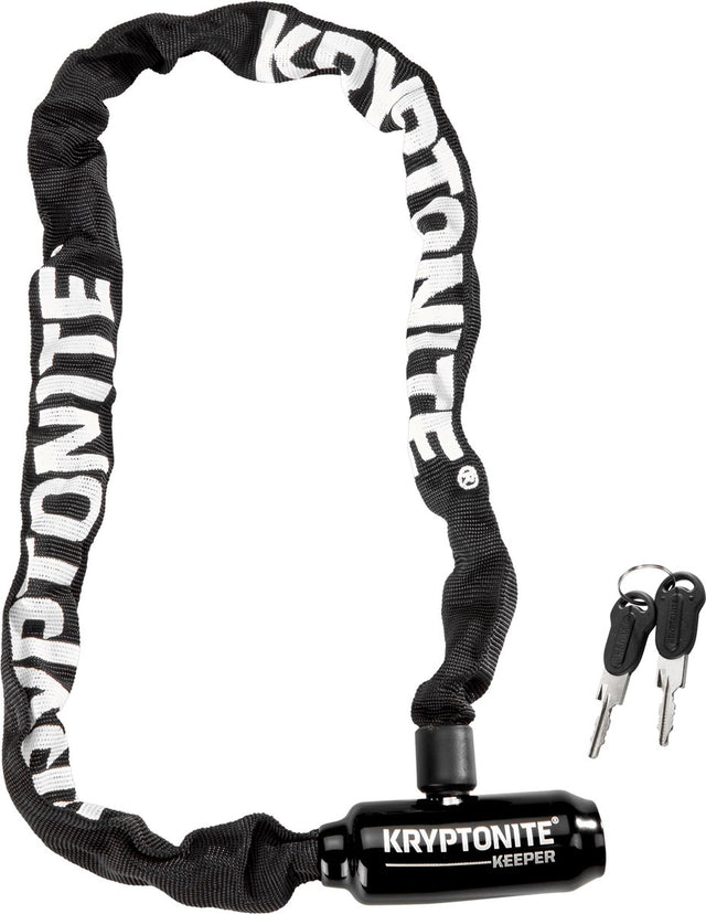 Kryptonite Keeper 585 Kette mit integriertem Schloss – Fahrradkettenschloss – Fahrradschloss mit Kette Elektrofahrrad – 85 cm – Stahl – Schwarz