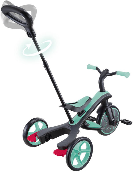 Globber Dreirad – Trike 4 in 1 in Mint – Münze – 4in1 Cabrio – mit Schiebestange – von 10 Monaten bis 5 Jahren