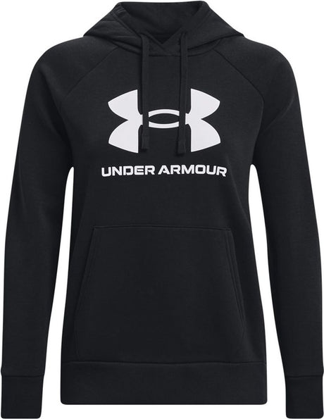 Under Armour UA Rival Fleece Big Logo HD Damen-Sporttrikot – Schwarz – Weiß