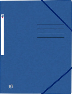 Oxford top file + - elastomap - 3 kleppen - elastiek - a4 - blauw - pak 10 stuks