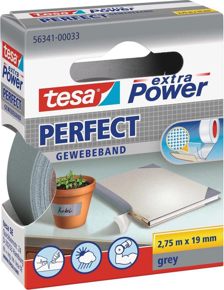 Tesa Perfect 56341-00033-03 Textilband Extra Power grau (L x B) 2,75 m x 19 mm 1 Stück