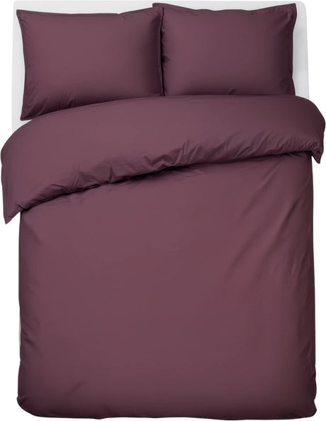 Hush. living hush living - dekbedovertrek - 100% katoen - 144tc - soepel en ademend - 240x220+20cm - 60x70cm kussensloop - met bevestigingslusjes - bordeaux