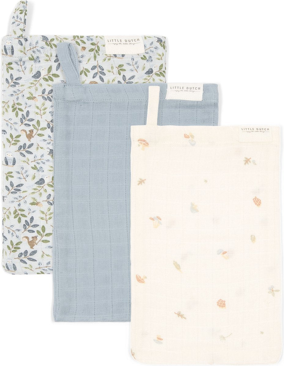 Little dutch washandjes set - blauw - forest friends