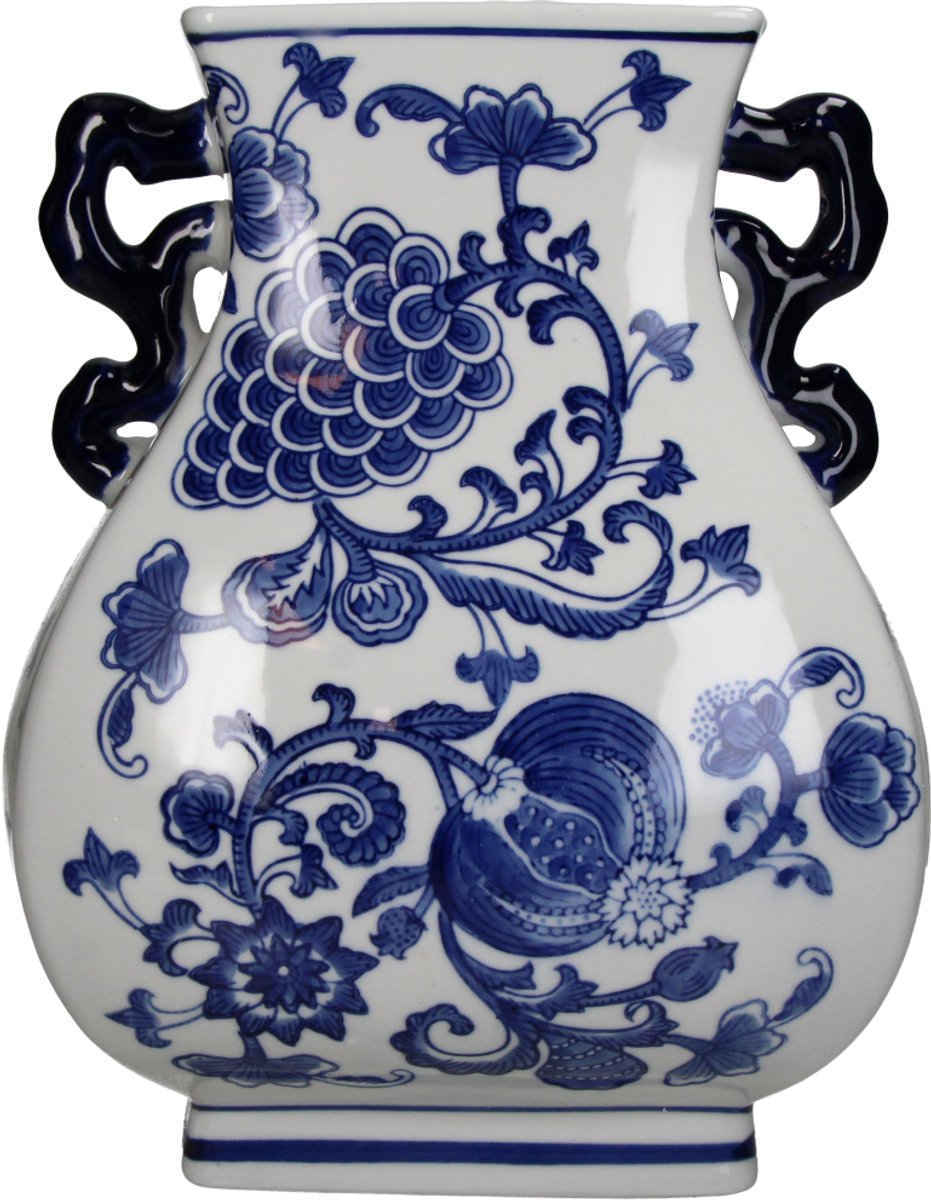 Hd collection vaas porselein blauw 22x19x29,5cm